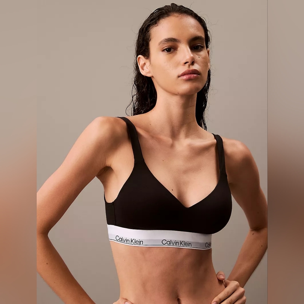 NWOT Calvin Klein Spots Bra Black Large